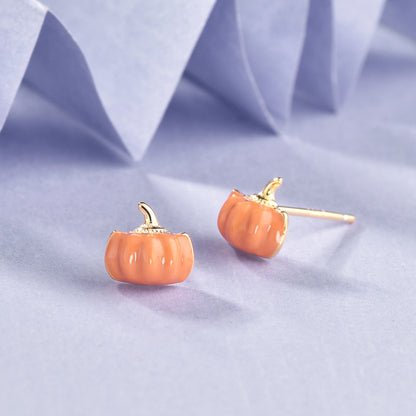 Luxyin S925 Silver Enamel Pumpkin Stud Earrings