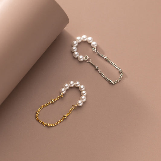 S925 Silver No Piercing Pearl Chain Ear Clips