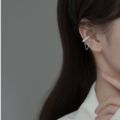 S925 Silver No Piercing Pearl Chain Ear Clips