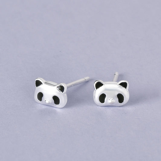 Luxyin Sterling Silver Cute Panda Stud Earrings