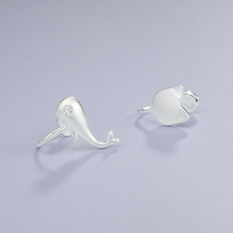 Luxyin S925 Sterling Silver Asymmetrical Whale & Cat Ear Cuffs