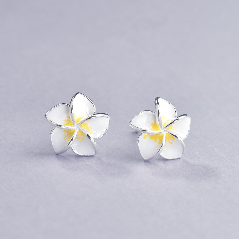 Luxyin Dangel Earrings: S925 Silver Egg Flower Studs