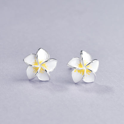 Luxyin Dangel Earrings: S925 Silver Egg Flower Studs