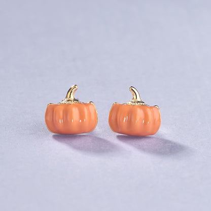 Luxyin S925 Silver Enamel Pumpkin Stud Earrings