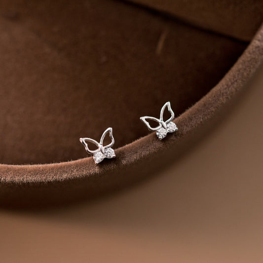 Luxyin S925 Sterling Silver Butterfly Stud Earrings