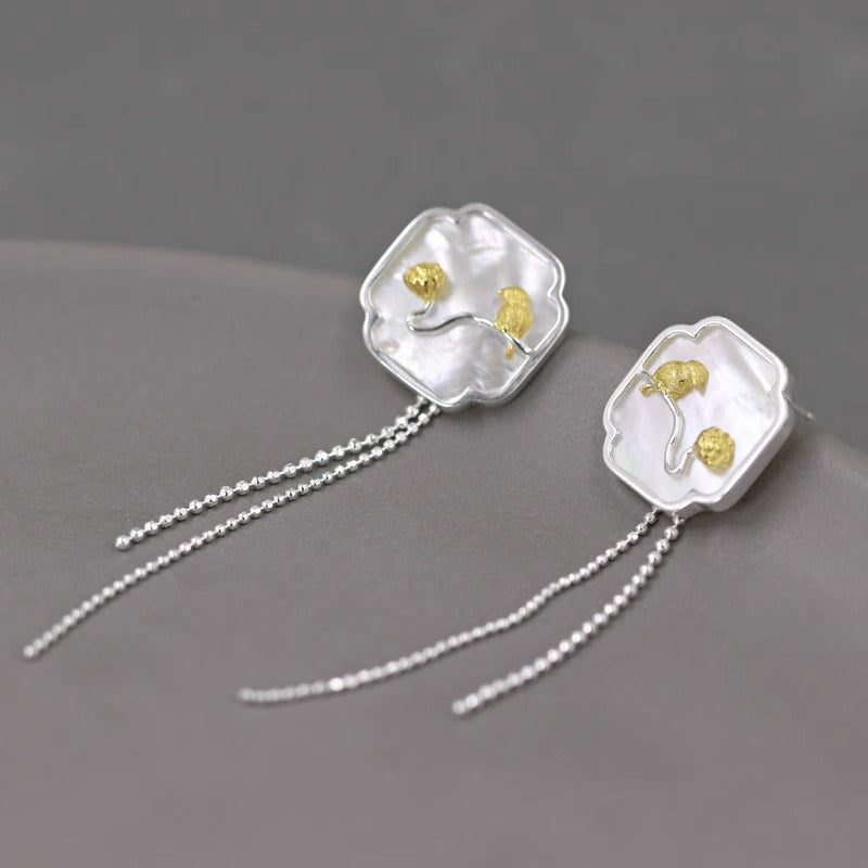 Luxyin Petite Bird & Lotus S925 Silver Earrings
