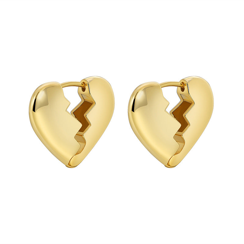 Heart Break Stud Earrings European Fashion Jewelry