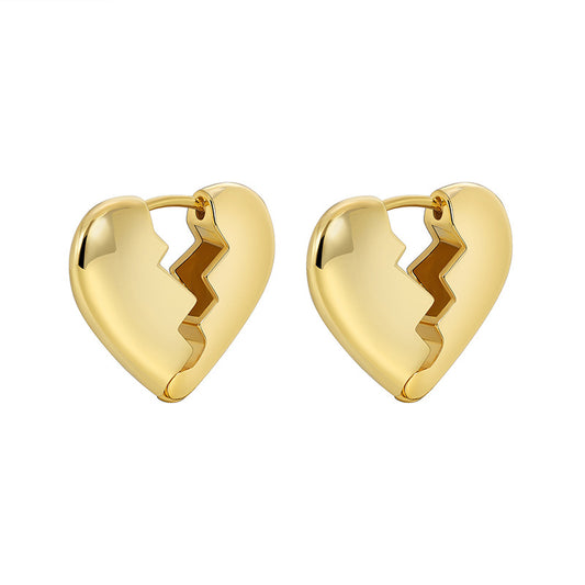 Heart Break Stud Earrings European Fashion Jewelry