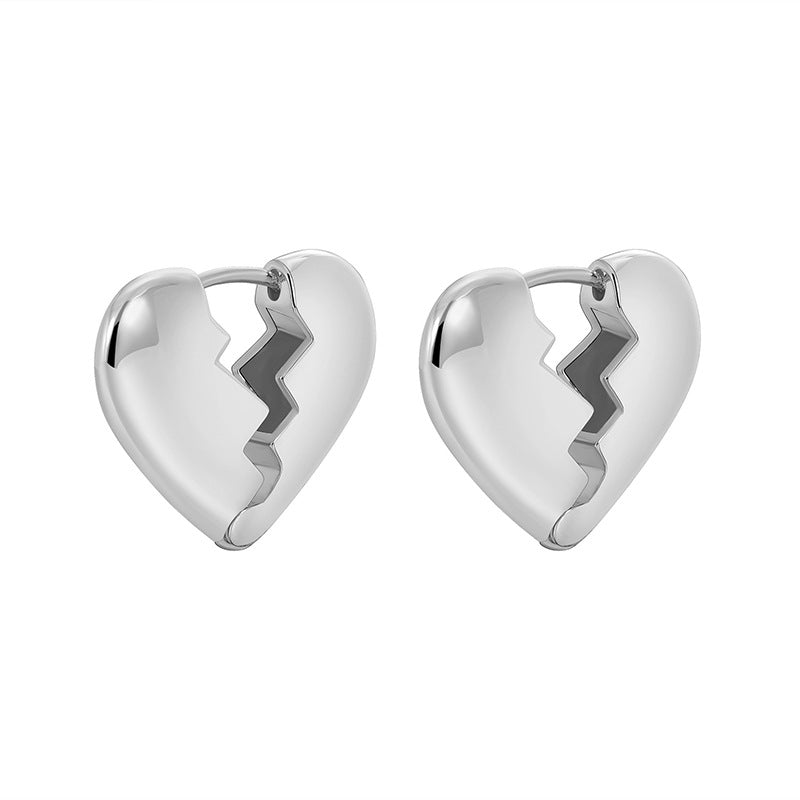Heart Break Stud Earrings European Fashion Jewelry