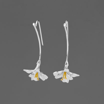 Luxyin Freesia Bloom Sterling Silver Dangle Earrings