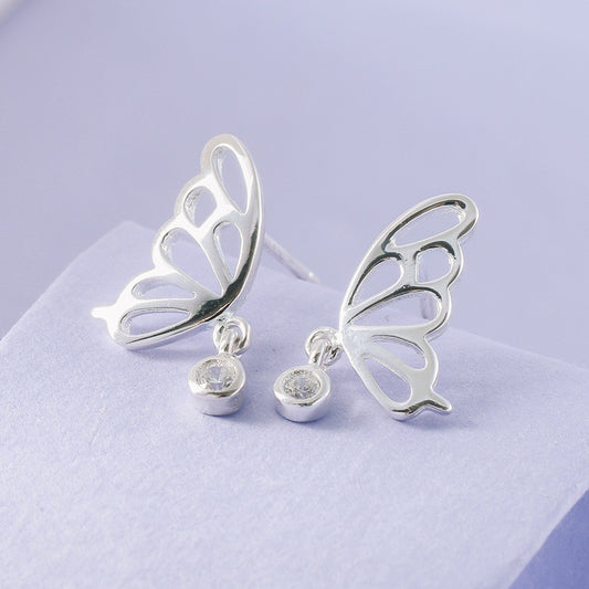 Luxyin 925 Sterling Silver Mini Butterfly Stud Earrings