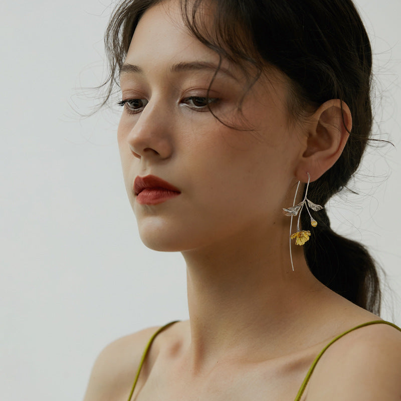 Luxyin Sea Bloom Silver Piercing Earrings