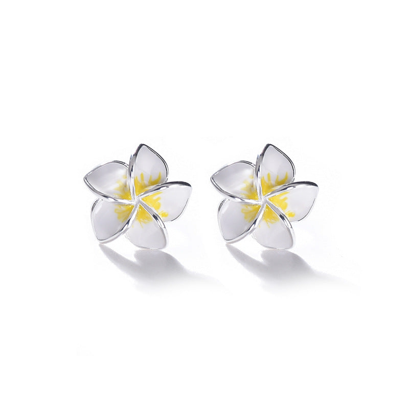 Luxyin Dangel Earrings: S925 Silver Egg Flower Studs