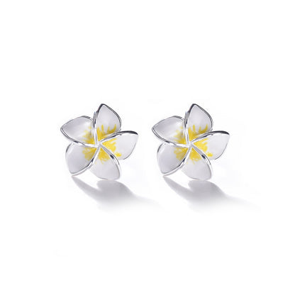 Luxyin Dangel Earrings: S925 Silver Egg Flower Studs