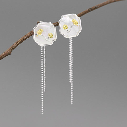 Luxyin Petite Bird & Lotus S925 Silver Earrings