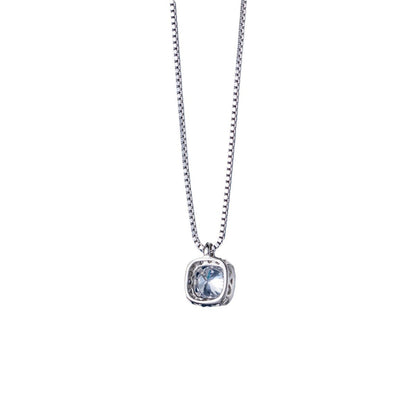 Luxyin Sterling Silver Square Zirconia Necklace