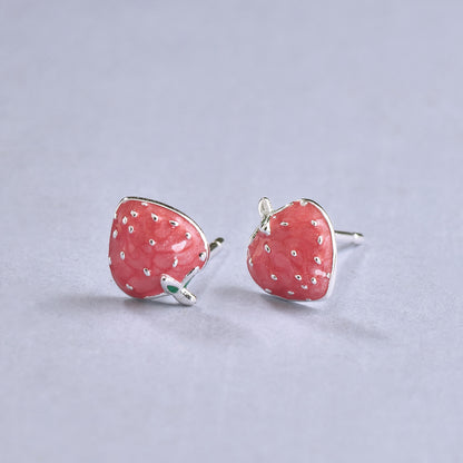 Luxyin 925 Sterling Silver Strawberry Stud Earrings