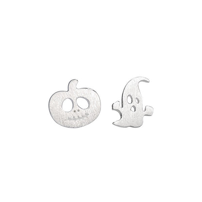 Luxyin S925 Silver Ghost & Pumpkin Stud Earrings