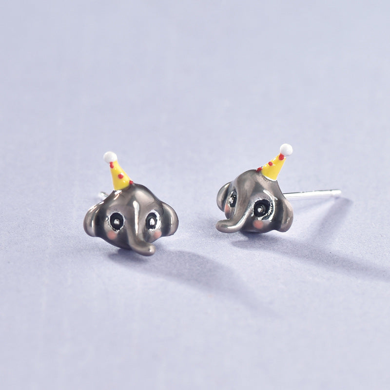 Luxyin 925 Sterling Silver Cute Elephant Stud Earrings