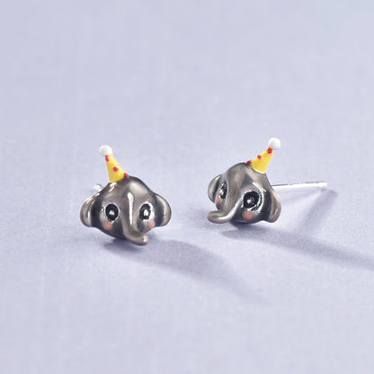 Luxyin 925 Sterling Silver Cute Elephant Stud Earrings
