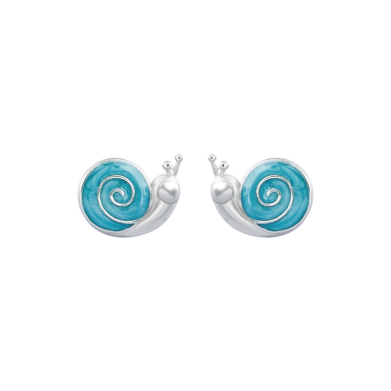 Luxyin S925 Silver Cartoon Snail Stud Earrings