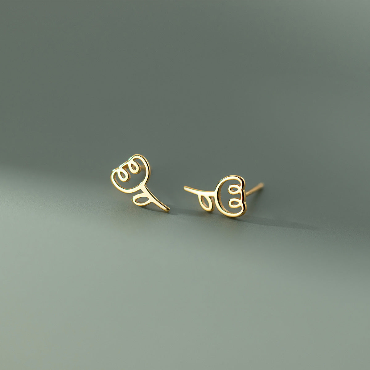S925 Sterling Silver Tulip Rose Stud Earrings Minimalist Hollow Floral