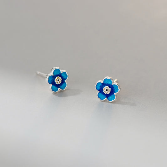 Luxyin Dainty Blue Bloom Sterling Silver Studs 💙