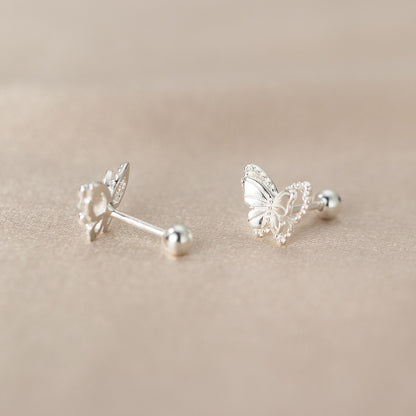 Luxyin Flutter Sparkle: 925 Silver Butterfly Stud Earrings