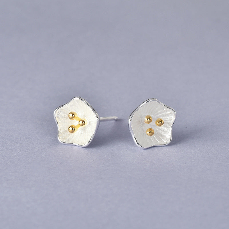 Luxyin 925 Sterling Silver Sunflower Stud Earrings - Korean Style