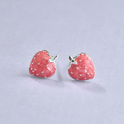 Luxyin 925 Sterling Silver Strawberry Stud Earrings
