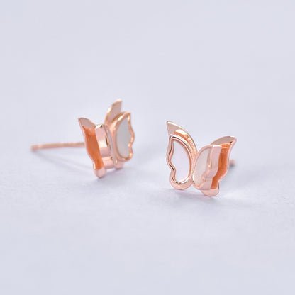 Luxyin 925 Sterling Silver Mother of Pearl Butterfly Stud Earrings