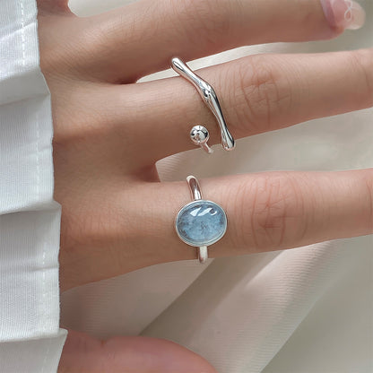 Luxyin S925 Silver Aquamarine Fairy Ring