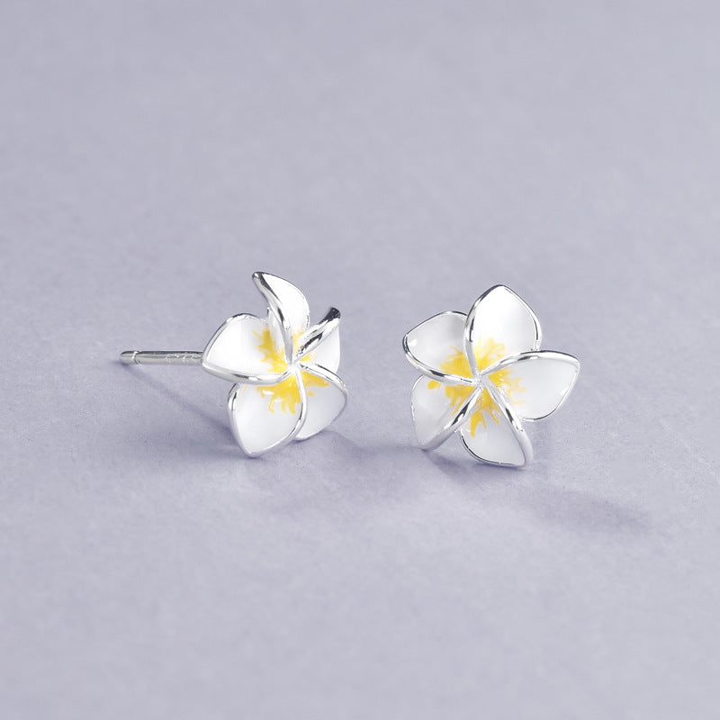 Luxyin Dangel Earrings: S925 Silver Egg Flower Studs