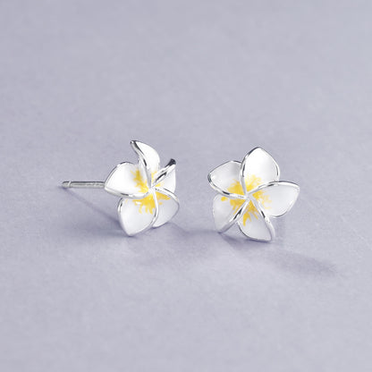 Luxyin Dangel Earrings: S925 Silver Egg Flower Studs