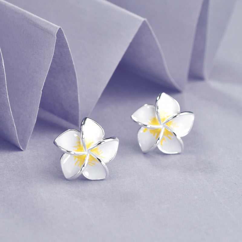 Luxyin Dangel Earrings: S925 Silver Egg Flower Studs