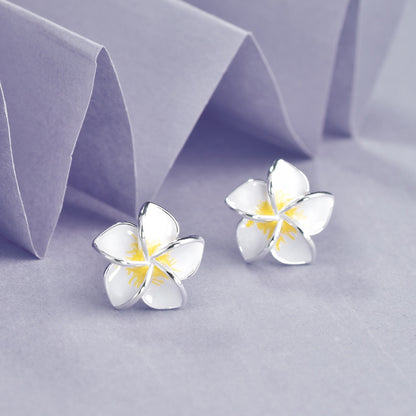 Luxyin Dangel Earrings: S925 Silver Egg Flower Studs