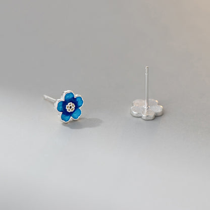 Luxyin Dainty Blue Bloom Sterling Silver Studs 💙