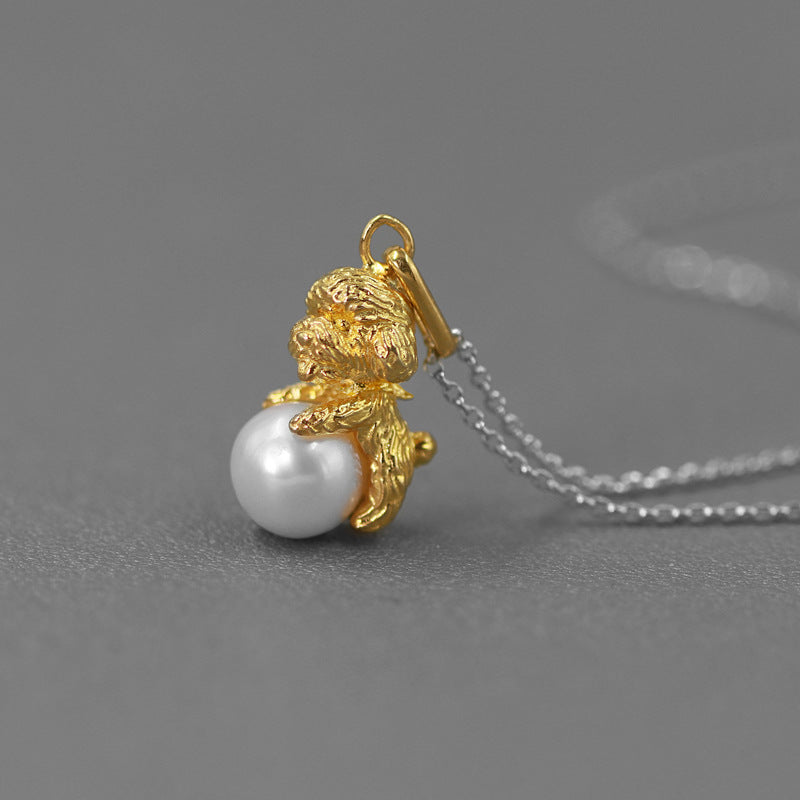 Luxyin Teddy Pearl Sterling Silver Charm