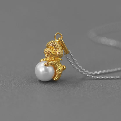 Luxyin Teddy Pearl Sterling Silver Charm