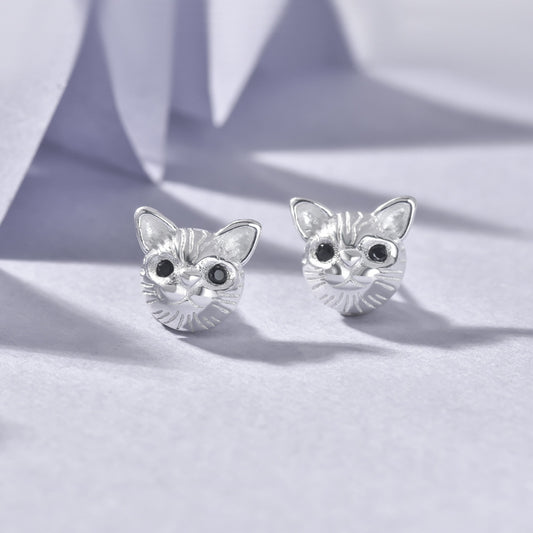 Luxyin 925 Silver Lucky Tiger Stud Earrings