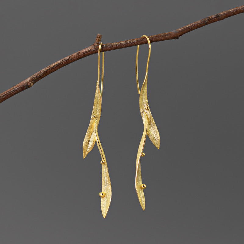 Luxyin Leaf Whisper Earrings - Silver & Gold