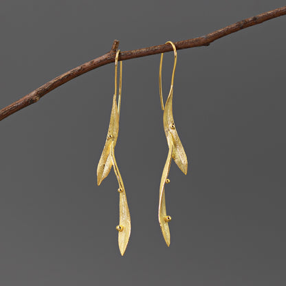 Luxyin Leaf Whisper Earrings - Silver & Gold