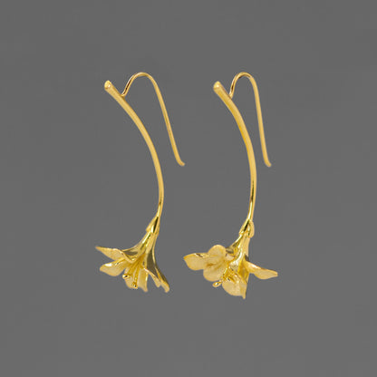 Luxyin Freesia Bloom Sterling Silver Dangle Earrings