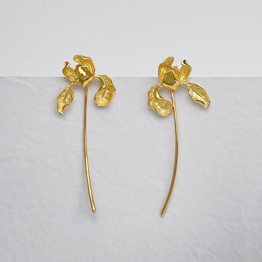 Luxyin Iris Bloom 925 Silver Earrings