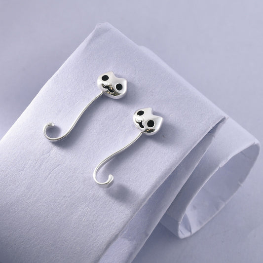 Luxyin Sterling Silver Playful Kitty Stud Earrings