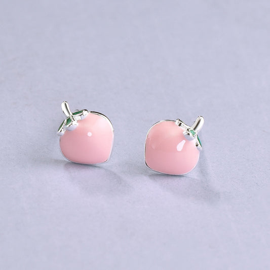 Luxyin 925 Sterling Silver Peach Stud Earrings