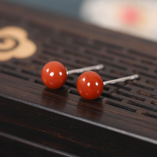 Luxyin Red Agate Sparkle Studs