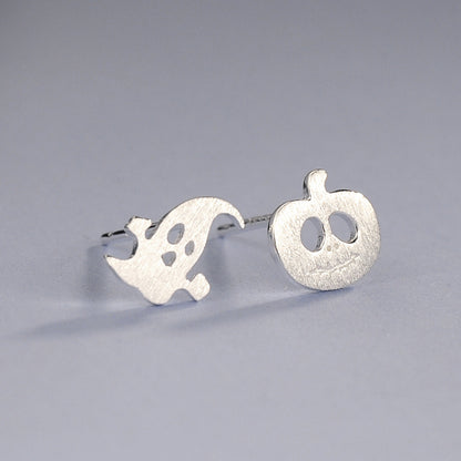 Luxyin S925 Silver Ghost & Pumpkin Stud Earrings