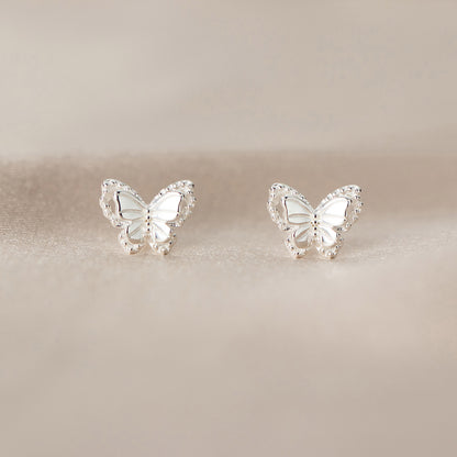 Luxyin Flutter Sparkle: 925 Silver Butterfly Stud Earrings