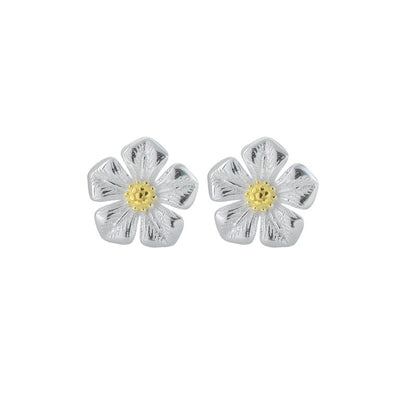 Luxyin 925 Sterling Silver Five-Petal Flower Stud Earrings